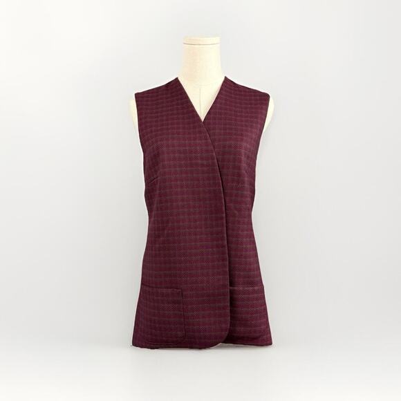 Handmade Tweed Vest M Classic Prep 90s Clueless Dark Academia Maroon Check - Picture 1 of 10